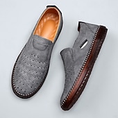preiswerte Herrenpantoletten &amp; -slipper-Herren Slipper aus braunem Wildleder - atmungsaktive, ausgehöhlte Freizeitschuhe für Sommer und Arbeit