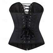 baratos espartilho-Rococó Com Busto Baile de Máscara Espartilho de Tronco Inteiro Fantasias Compressão abdominal Flexão Laço Côr Sólida Mulheres Real Baile de Máscaras Festa Carnaval de Veneza Adulto Corpete
