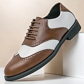 baratos Formal-Sapatos Oxford Brogue Masculinos Bicolor com Ponta Asa em Branco e Marrom, Sapatos Sociais Vintage em Couro Inspirados em Gatsby para Festas, Casamentos e Eventos Formais de Jazz na Década de 1920