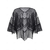 olcso Sálak és Kendők-Retró Ordító 20-as évek 1920-as évek sál Wrap Kendők A nagy Gatsby Flapper lány Flitter Rojt Női Farsang Esküvő Estély Álarcos mulatság Felnőttek Kendő