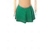 abordables Robes de Patinage Artistique-Robe de patinage artistique Femmes Fille Patinage Robe Vert Patchwork Trou de pouce Maille Spandex Élastique Entraînement Pratique Professionnel Tenue de Patinage Chaleur Thermique cristal pailleté