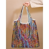 cheap Handbag &amp; Totes-Large Capacity Foldable Shopping Bag – Reusable Floral Print Tote, Eco-Friendly Lightweight Grocery Bag for Women, Travel, and Daily Use