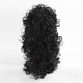 preiswerte Historische Perücken-Synthetische Perücke lockig wellig gestufter Haarschnitt mit Pony maschinell gefertigte Perücke 24 Zoll A1 synthetisches Haar Frauen klassische bequeme Farbverlauf Schwarz Halloween Perücken