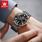 cheap Quartz Watches-OLEVS 5623 Mens Watch Simple Leisure Roman Scale Date Dial Stainless steel Waterproof Quartz Watch Rose Black