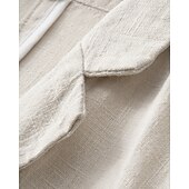 お買い得  メンズクラシックブレザー-男性用 リネンブレザー ブレザー バケーション 祝日 ウェディングパーティー ファッション ライトウェイト 春 &amp; 秋 ポリエステル リネン 平織り ポケット ボタン 快適 シングルブレスト 一つボタン ブレザー ブラック バーガンディー ダークネイビー アーミーグリーン