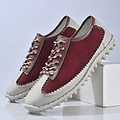 economico Sneakers da uomo-scarpe casual da uomo con lacci fatte a mano color bordeaux e grigio – scarpe da passeggio in pelle vintage