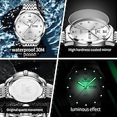 olcso Quartz órák-OLEVS 2943 Férfi Óra Eredeti Egyszerű Márka Kvarc Óra Vízhatlan LumiNás Két Naptári Kijelző Reloj Óra