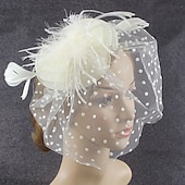 levne Fascinátory-Fascinátory Polyester 30. léta Se širší krempou Závojový klobouk Čajový dýchánek Kentucky Derby Dostih Dámský den koktejl Elegantní Vinobraní Jednoduchý S Peří MiniSpot Přílba Pokrývky Hlavy