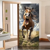 billige Dørdeksler-Morsomme dyre dekorasjoner dørdeksler hest dørtapet dørgardin dekorasjon bakgrunn innendørs/utendørs dørbanner inngangsdøren landsbygård