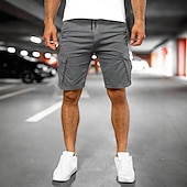 baratos Ar livre-Homens Bermuda Cargo Calção Bermudas Shorts casuais Com Cordão Bolso multi Perna reta Tecido Respirável Pavio Humido Comprimento do joelho Ao ar livre Casual Acampar e Caminhar Moda Roupa de rua