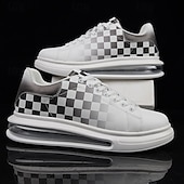abordables Occasionnel-Baskets tendance à carreaux blancs et verts pour hommes avec semelle coussinée - chaussures décontractées élégantes pour le printemps et l&#039;été