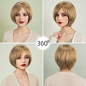 tanie starsza peruka-Peruki syntetyczne Bouncy Curl Kinky Straight Fryzura asymetryczna Schludna grzywka Tkany maszynowo Peruka 30 cali A1 Włosie synetyczne Damskie Klasyczny Wygodny Przejście kolorów Wielokolorowy