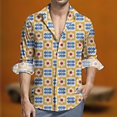 cheap Tops-Retro Vintage 1970s Shirt Aloha Shirt Hippie Geometic Men&#039;s Masquerade Party Daily Wear Pride Parade Adults&#039; Shirt