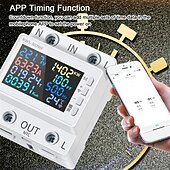 abordables Testeurs et détecteurs-Tuya WiFi 8 en 1 Compteur d&#039;énergie Écran couleur 2P Multifonction AC Compteur d&#039;énergie Téléphone portable Contrôle à distance par application 170-270 V/63 A