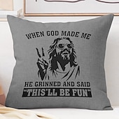 billiga Kuddfodral för semester-Påsk Jesus Dekorativa Kuddöverdrag 1PC Mjukt Fyrkantigt Soffkuddcase Kuddöverdrag för Sovrum Vardagsrum Soffa Stol Röd Grön Grå