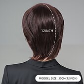 economico parrucca più vecchia-Parrucche sintetiche Ondulato Tessitura riccia Taglio asimmetrico Frangetta dritta A macchina Parrucca 30 pollici A1 Capelli sintetici Per donna Classico Comodo Colore Graduale e Sfumato Marrone