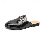 billiga Tillfällig-lackmockasiner för män - sofistikerad slip-on med metallspänne för affärs- och fritidskläder