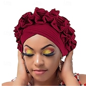 baratos Capacete de Casamento-Chapéu Combinação Poliéster / Algodão Chapéu mole turbantes Casamento Casual Boho Com Fru-Fru Cor Pura Capacete Chapéu