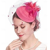 abordables Fascinators-Coiffe Tulle Chapeau Fedora Mariage Anniversaire Soirée Fête du thé Course de Chevaux Élégant ancien Mignon Avec Plume Casque Couvre-chef