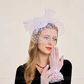 お買い得  結婚式のファシネーター-ヘッドピース チュール 羽毛 結婚式 パーティー エレガント 結婚式 と 水玉 かぶと 帽子