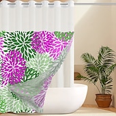 cheap Shower Curtains-No Hook Leaves Pattern Shower Curtain 180cm*180cm(70&quot;*70&quot;), Double Layer Waterproof Bathtub Curtain with Snap-in Fabric Liner &amp; Sheer Top Window for Bathroom Decor