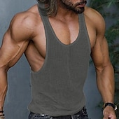 cheap Tank Tops-Men&#039;s Tank Top Undershirt Sleeveless Shirt Sleeveless Crew Neck Summer Solid Color Fashion Designer Muscle Knitted Outdoor Vacation White Green Dark Gray Top Tee for Men