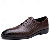 abordables Officiel-Richelieus à lacets en cuir cognac motif crocodile pour homme : chaussures sophistiquées pour professionnels