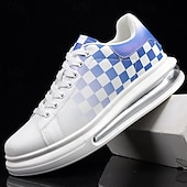 abordables Occasionnel-Baskets tendance à carreaux blancs et verts pour hommes avec semelle coussinée - chaussures décontractées élégantes pour le printemps et l&#039;été