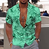 preiswerte Tropische Pflanzen-Herren Tropische Blumen Blätter Hemd Hawaiihemd Sommerhemd Aloha-Shirt Kurze Ärmel Hemd Umlegekragen Modisch Designer Brautkleider schlicht Outdoor Strasse Casual Weiß Gelb Rosa 3D-Druck S M L