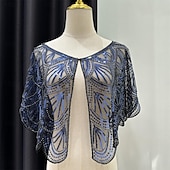 levne Šály a šátky-Retro Řvoucí 20s 20. léta 20. století šátek Wrap Přehozy přes ramena Velký Gatsby Buben dívka Flitry Maškarní kostým Dámské Svatební Večerní oslava Plesová maškaráda Dospělé Šátek