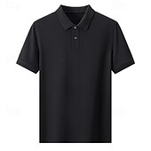 preiswerte Herren Elite Polo-Herren Polo Strick-Polopullover Formell Arbeit Umlegekragen Kurzarm Einfarbig Button-Down Frühling Wein Dunkelgrau Schwarz Weiß Hellgrün Khaki Polo