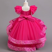 cheap Party Dresses-Kids Girls&#039; Party Dress Sequin Sleeveless Wedding Special Occasion Sequins Ruched Zipper Adorable Sweet Polyester Asymmetrical Party Dress Tulle Dress Summer Spring Fall 4-12 Years Pink Purple Green