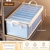 economico Organizzazione spazi-contenitore trasparente per indumenti con coperchio, organizer per cassetti trasparente di grande capacità, contenitore per guardaroba in PVC per coperte, vestiti e organizzazione di tessuti