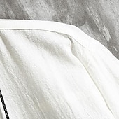 economico Casual da lavoro-Per uomo Camicia camicia di lino Maglietta informale Camicia con bottoni Camicia di cotone Liscio Da mare Hawaiano Nero Bianco Verde Manica a 3/4 A fascia Estate Abbigliamento Tasche