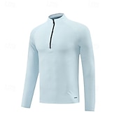 cheap Basic T shirts-Men&#039;s T Shirt Tee Tee Top Long Sleeve Shirt Long Sleeve Stand Collar Spring &amp;  Fall Plain Fashion Designer Basic Quarter Zip Vacation Street Going out Dark Gray Black Light Green Top Tee for Men