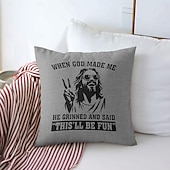 billiga Kuddfodral för semester-Påsk Jesus Dekorativa Kuddöverdrag 1PC Mjukt Fyrkantigt Soffkuddcase Kuddöverdrag för Sovrum Vardagsrum Soffa Stol Röd Grön Grå