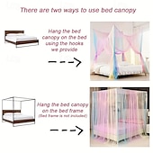 economico Baldacchini e tende da letto-1Pc Tende da Letto A Gazebo Arcobaleno Tenda da Principessa per Letto per Bambine Drappeggi Rete Decorazione Camera da Letto