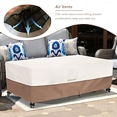 abordables Fundas para Muebles de Patio-Funda impermeable para muebles de patio, tela Oxford 420D, poliuretano recubierto de plata, rectangular e impermeable para mesa y silla, marrón y beige.