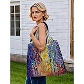 cheap Handbag &amp; Totes-Large Capacity Foldable Shopping Bag – Reusable Floral Print Tote, Eco-Friendly Lightweight Grocery Bag for Women, Travel, and Daily Use
