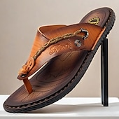 economico Infradito da Vacanza-infradito da uomo in similpelle marrone di lusso con design in rilievo e cinturino intrecciato - calzature comode e di alta qualità per uscite casual ed eleganti