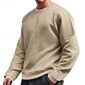 preiswerte Basic-T-Shirts-Herren T Shirt T-Shirt Langarmshirt Langarm Rundhalsausschnitt Sommer Frühling Einfach Mode Designer Basic Jacquard Urlaub Straße Ausgehen Schwarz Weiß Khaki Top T-Shirt für Herren