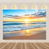 זול שטיחון חוף האוקיינוס-חגורת קיר תצוגת חוף שקיעה טפסטי נתלים אמנות קיר תצלום מחסום תרמיל וילון לבית חדר שינה סלון קישוט