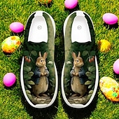 tanie Trampki damskie-trampki typu slip-on z nadrukiem wielkanocnego króliczka – lekkie, oddychające buty do chodzenia dla kobiet, urocze obuwie na święta