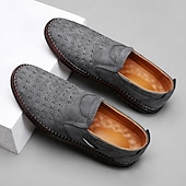 preiswerte Herrenpantoletten &amp; -slipper-Herren Slipper aus braunem Wildleder - atmungsaktive, ausgehöhlte Freizeitschuhe für Sommer und Arbeit