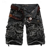 preiswerte Klassiker-Herren Capri-Cargo-Shorts Caprihose Shorts mit Camouflage-Muster Mehrere Taschen Button-Down Klappentasche Tarnung Komfort tragbar Wadenlang Outdoor Sport Täglich Mode Lässig Blau Armeegrün
