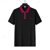 voordelige Klassieke polo voor heren-Voor heren Polo met kwartrits Golfshirt Dagelijks Feestdagen Kwart ritssluiting Korte mouw Modieus Basic Kleurenblok Lapwerk Zomer Lente Normale pasvorm Licht Blauw Zwart Wit Wijn Marineblauw Oranje