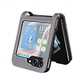 cheap Samsung Cases-Phone Case For Samsung Galaxy Z Flip 7 Z Flip 6 Z Flip 5 Z Flip 4 Back Cover Magnetic Support Wireless Charging Card Slot Retro TPU PU Leather