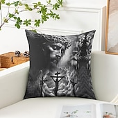baratos Capa de almofada de férias-Capa de Almofada Decorativa de Páscoa Cruz Jesus 1PC Capa de Almofada Quadrada Macia para Quarto Sala de Estar Sofá Cadeira