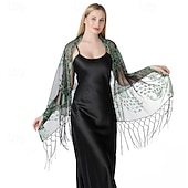 levne Šály a šátky-Retro Řvoucí 20s 20. léta 20. století šátek Wrap Přehozy přes ramena Velký Gatsby Buben dívka Flitry Třásně Maškarní kostým Dámské předvečer Všech svatých Karneval Svatební Večerní oslava Plesov