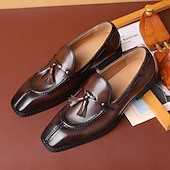 economico Semi-formale-scarpe derby kentucky marroni da uomo con dettaglio nappa - oxford in pelle lucida per eventi di corsa e occasioni formali